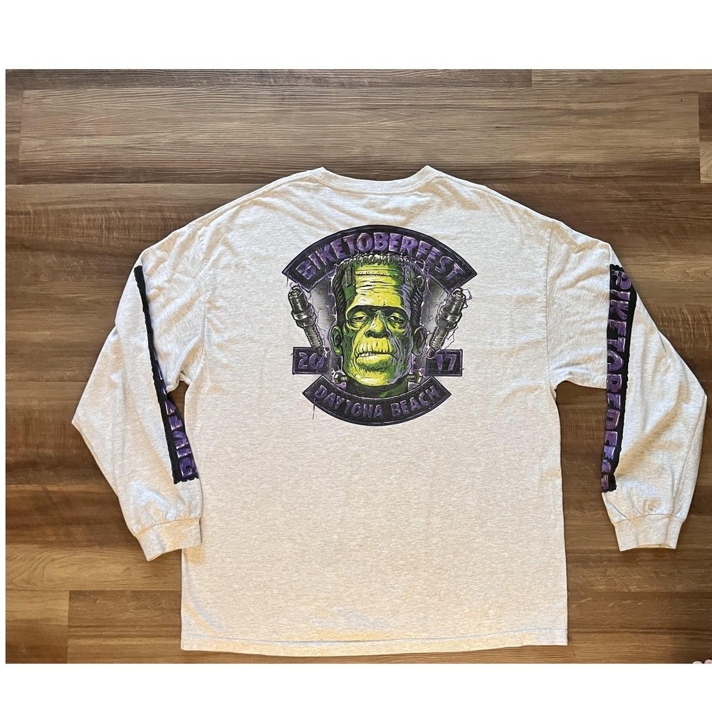 Biketoberfest Shirt Mens 2XL Gray Long Sleeve Daytona Beach Frankenstein Alstyle